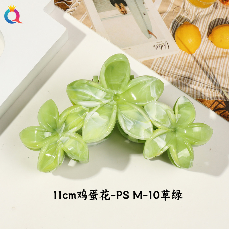 奇阅跨境大号鸡蛋花抓夹高级感花朵发夹后脑勺盘发马尾鲨鱼夹头饰|undefined