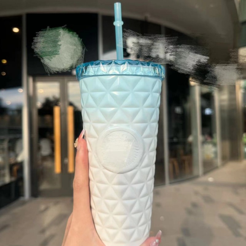 スターダッドダイヤモンドパターンストローカップ 304 ステンレス鋼 591 ミリリットル大容量黒と白の高価値ギフトスポット卸売|undefined