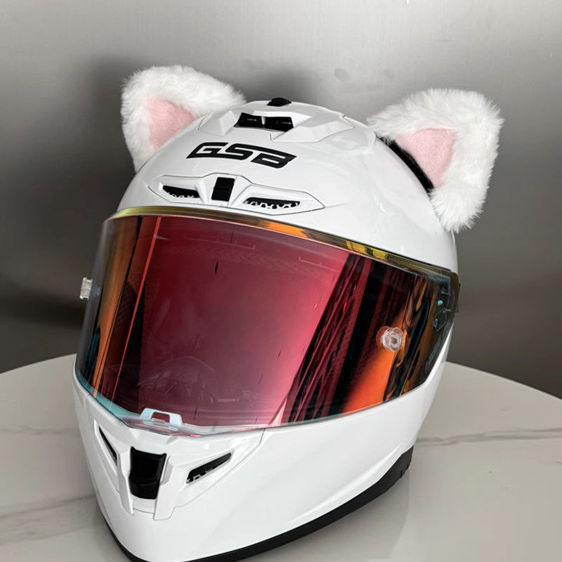 Trendy Motorcycle Full-Face Helmet Decoration Accessories Cat Ears Quick-Release Velcro Cute Cat Ears