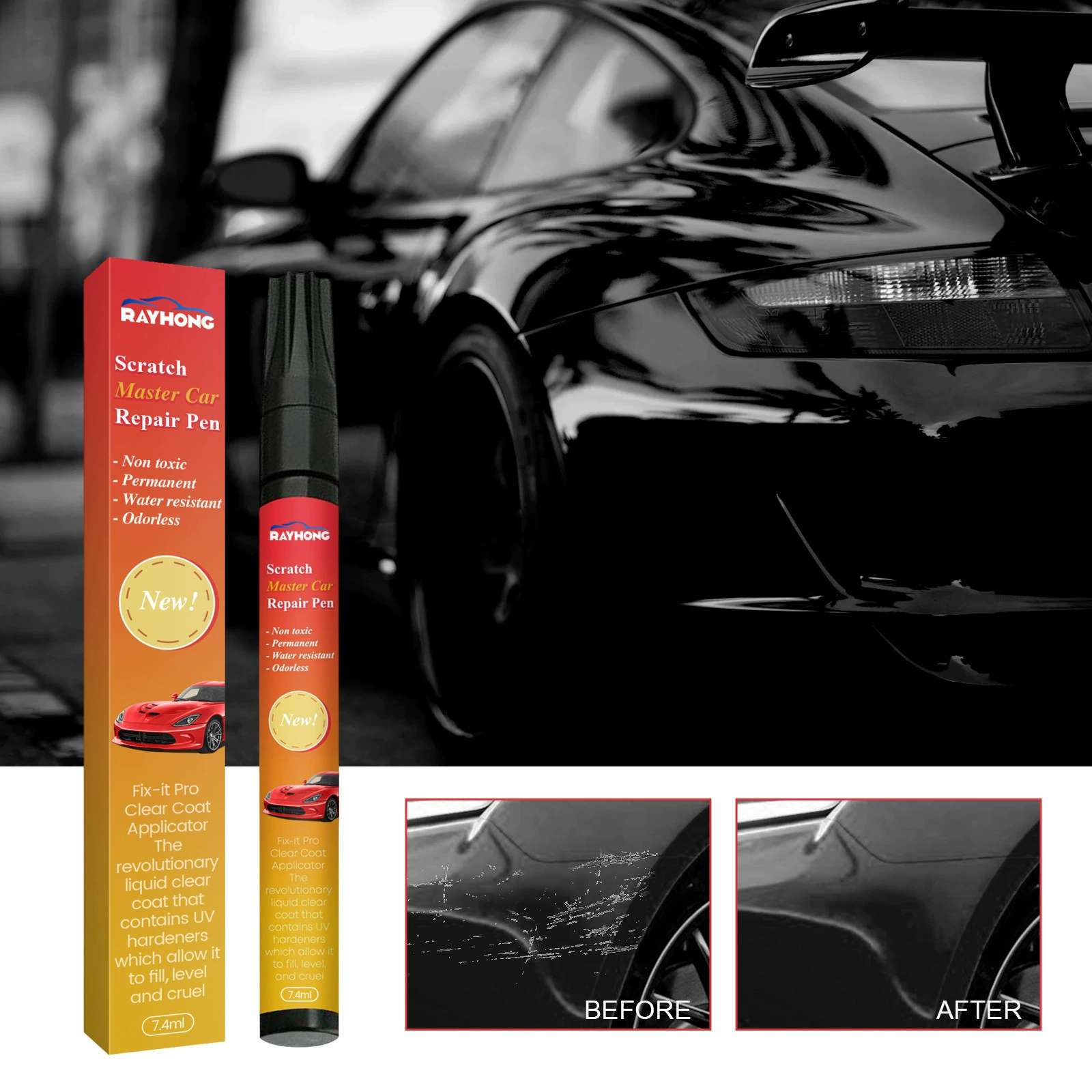 Ручка для ухода за автомобильными царапинами Rayhong, ручка для подкрашивания, специальная ручка для ухода за удалением царапин для ремонта царапин на поверхности автомобильной краски