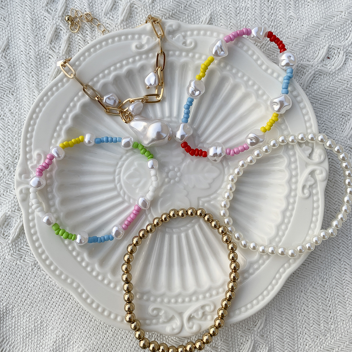 Ethnic Irregular Imitation Pearl Woven Multi-circle Bracelet display picture 5