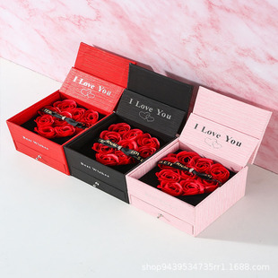 Cross-Border Hot Selling Soap Flower Necklace Gift Box Teacher's Day Gift Valentine's Day Packaging Box Wedding Necklace Box Can Be Customized