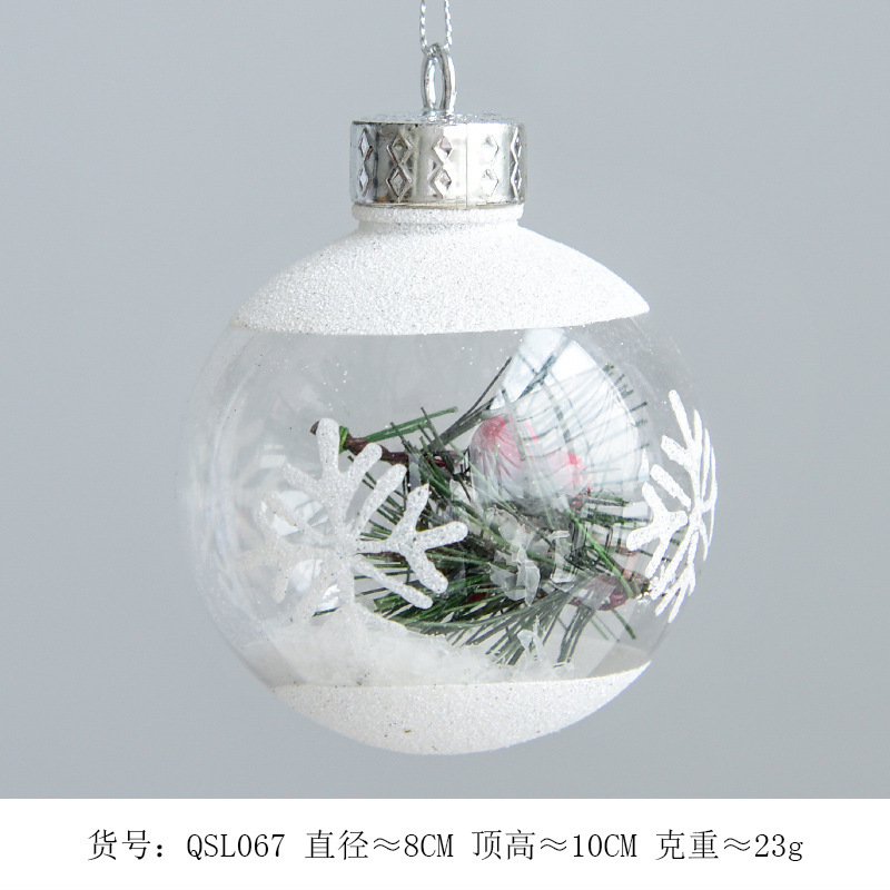 Decoraciones de vacaciones de Navidad 6cm transparente BOLA DE Navidad copo de nieve paisaje colgante bola Hotel Mall diseño de árbol de Navidad