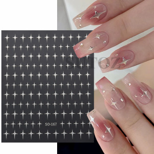 Cross-border New Nail Art Sticker ins Internet Popular Hot Simple Four-corner Star Mans Nail Decoration Back Adhesive Sticker
