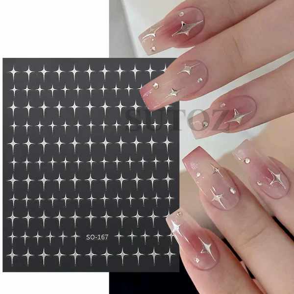 Cross-border New Nail Art Sticker ins Internet Popular Hot Simple Four-corner Star Mans Nail Decoration Back Adhesive Sticker