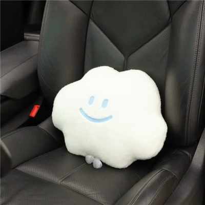 Headrest Smiley Cloud Car Neck Pillow - smiling-face-clouds-white-waist
