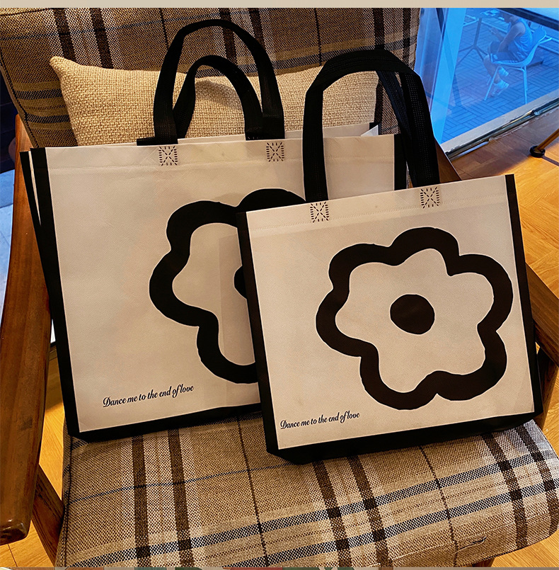 复古花无纺布袋子女装店装衣服用批发服装店手提简约礼品礼物袋
