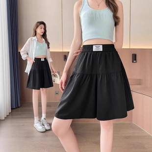 Cool and Breathable Thin Wide-Leg Versatile Culottes for Women Summer New High-Waisted Loose Pleated A-Version Five-Point Shorts