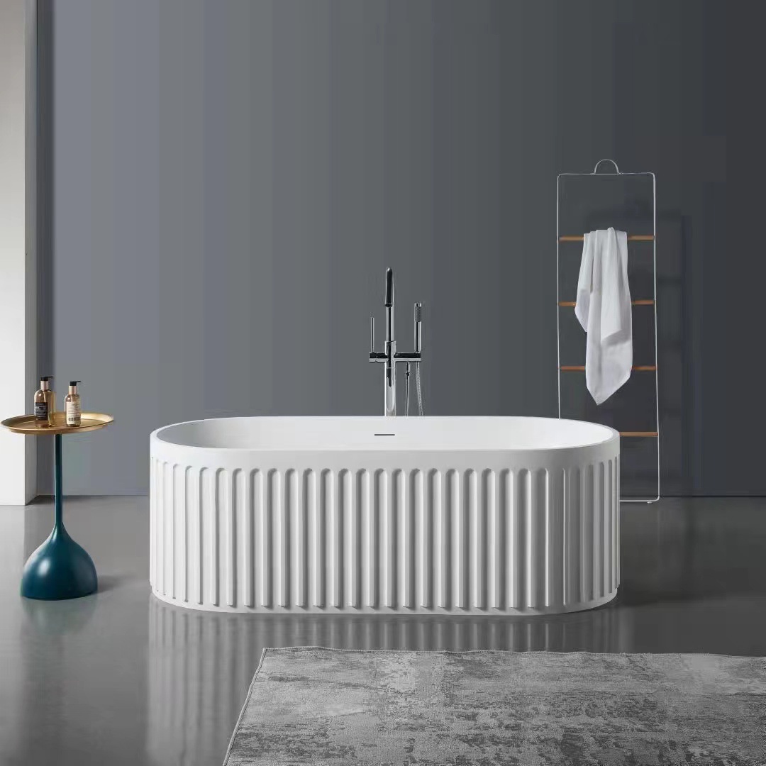 Página de inicio bañera independiente Hotel cama y desayuno doble pareja gran baño cuenca oval hermosa piedra artificial piedra bañera