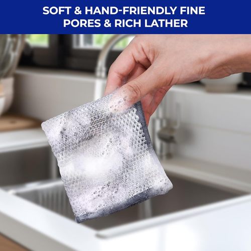 Silver Wire Dishcloth & Scrubbing Sponge for Household Use – Double-Sided Kitchen Cleaner, Oil-Resistant, and 2-Layer Design