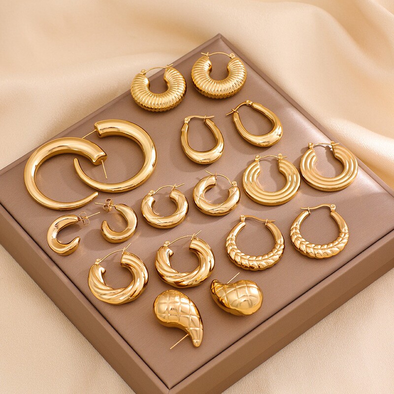Cross-border hot selling titanium steel C- shaped tube earrings ins style light luxury fashion all-match simple elegant luxury earrings for women Wholesale Cross-border hot selling titanium steel C- shaped tube earrings ins style light luxury fashion all-match simple elegant luxury earrings for women Wholesale