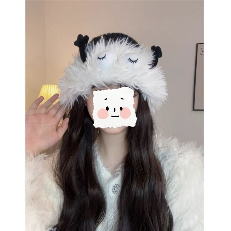 Cute knitted keep warm cartoon woven knitted hat with hood