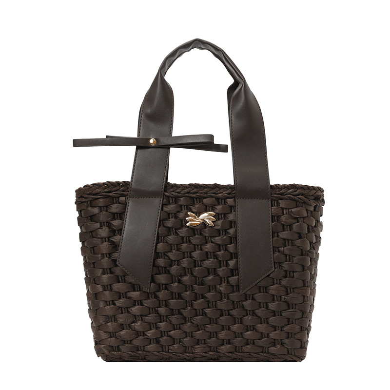 Transfronterizo retro marea tela de hierba extranjera tela de bolsa de gran capacidad extranjera sensación cotidiana vacaciones bolsa de balde de playa