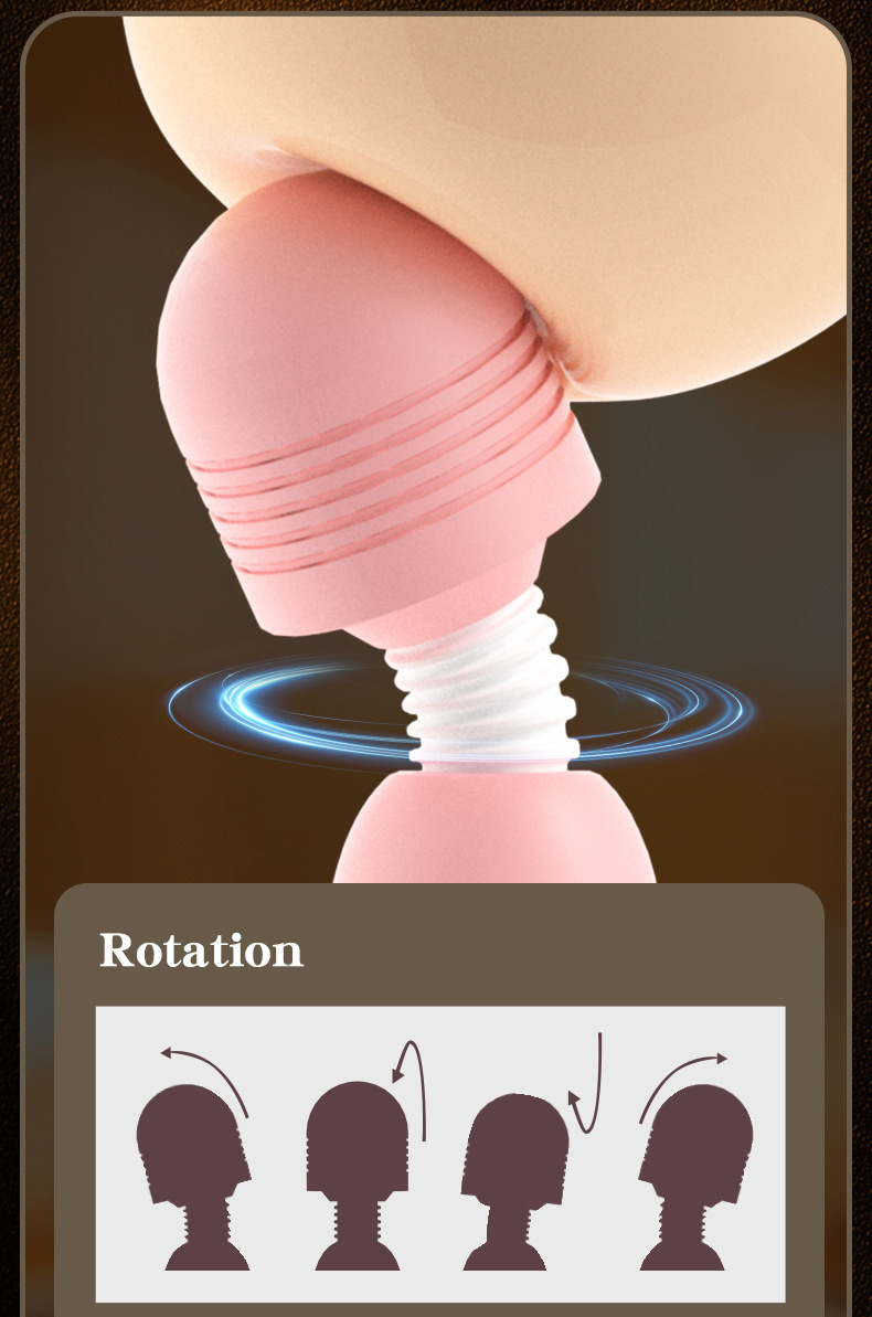 Mystery Miro AV Wand Vibrator, TPE, One-Button Control, 25.9 cm, White-Pink — detail image 19