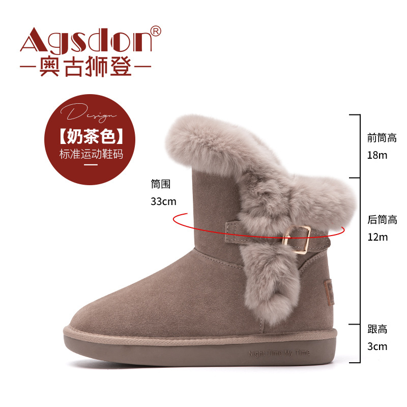 Botas de Nieve Augu Shiden para Mujer, Invierno 2025, Nuevas, Modernas, con Suela Gruesa, Cómodas, Casuales, Punta Redonda, Tacón Plano, de Algodón