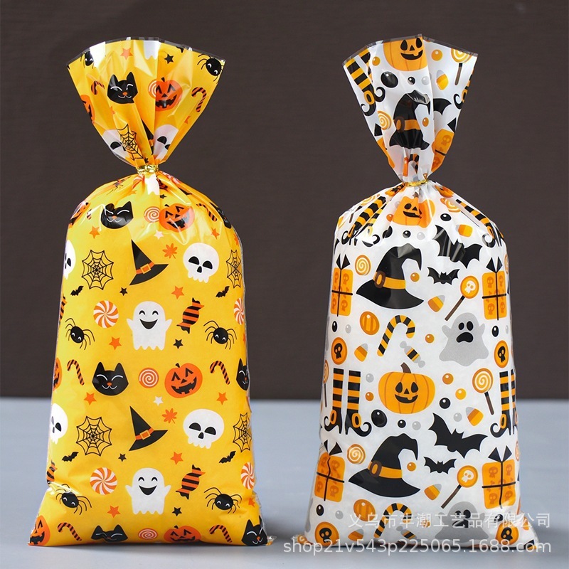 クロスボーダーハロウィンキャンディバッグゴーストカボチャフラット口タイバッグビスケットスナック包装袋子供用キャンディバッグ|undefined