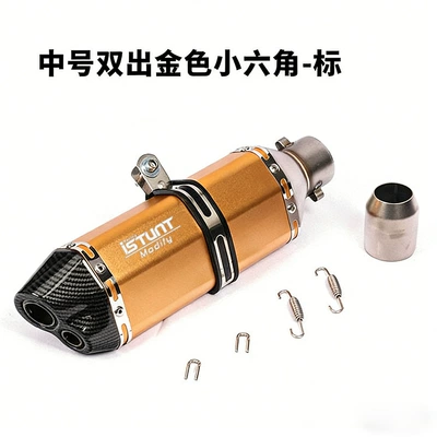 KTM390Z400GSX1000 motorcycle modified, Exhaust pipe - medium-double-gold-body-small-hexagon-laser