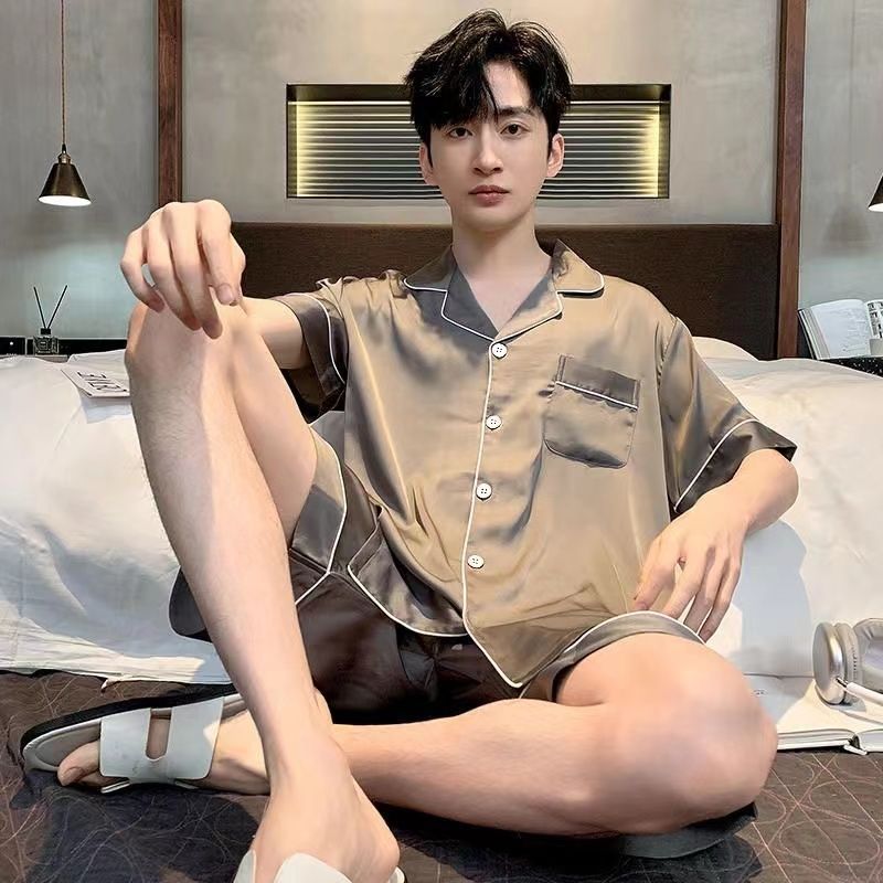 아이스 실크 남성용 커피 반팔 반바지
