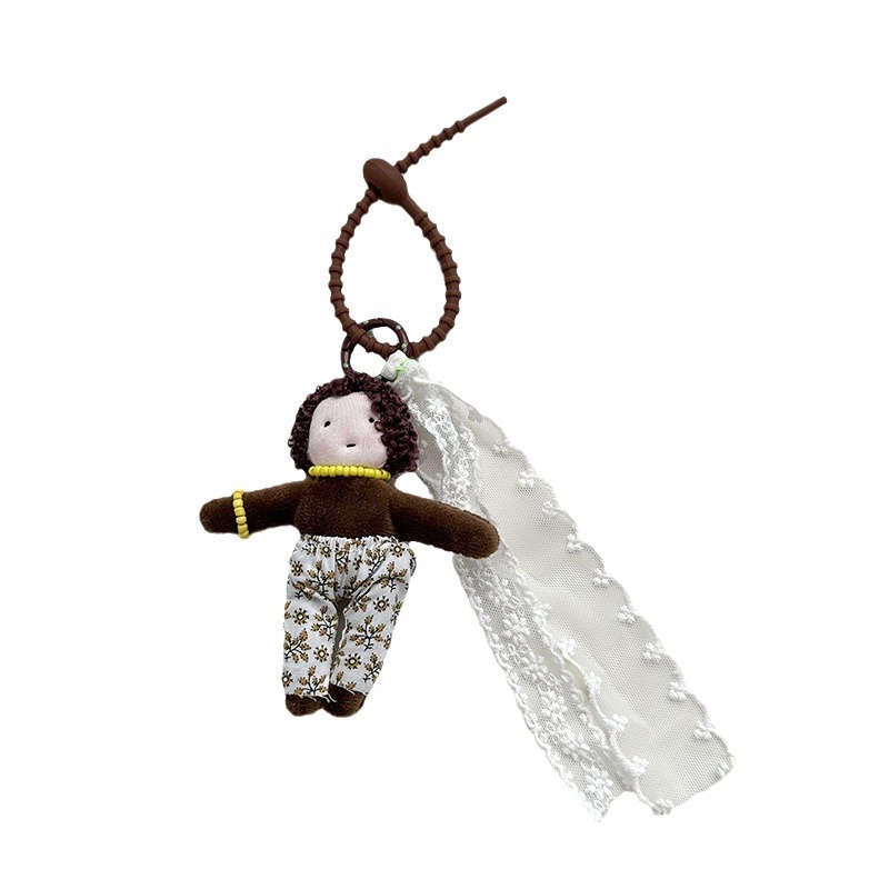 Sirena chica personaje muñeca dibujos animados colgante de encaje casual todo fósforo felpa rizado muñeca decoración accesorios a juego