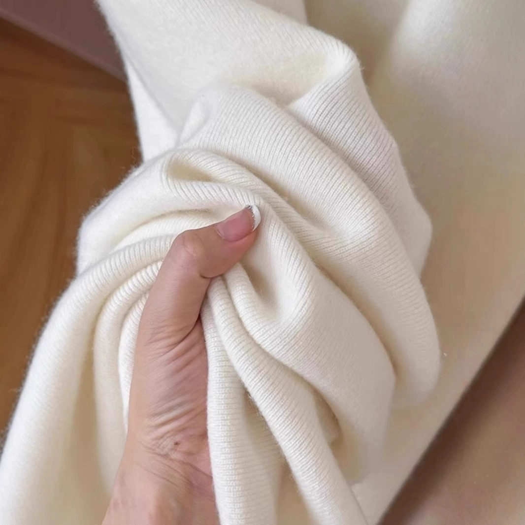 Демисезонные белые вязаные шерстяные casual брюки, для подростков, увеличенная толщина, свободный прямой фасон