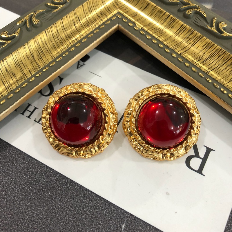 Women'S Gender Plating Design 1 Pair Retro Round Alloy Plating Glass Women's Earrings