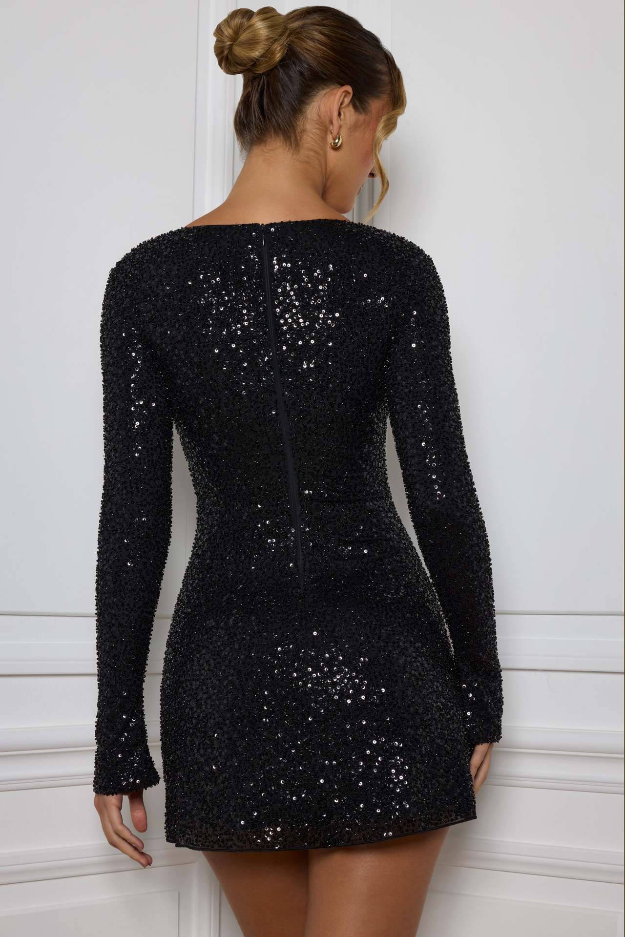 Women's Beaded Sequin Slim Fit Dress - Elegant American Style Evening Gown For Special Occasions_ecoleips.com