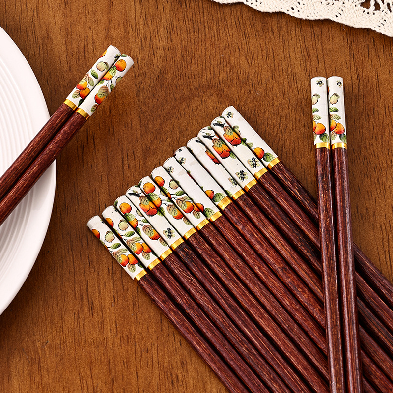 Chopsticks for Home Use, One Pair Per Person, Commercial Restaurant Non-Slip Chinese-Style Chopsticks, Good Luck Design, Imitation Wood Tableware, Non-Slip Design Chopsticks