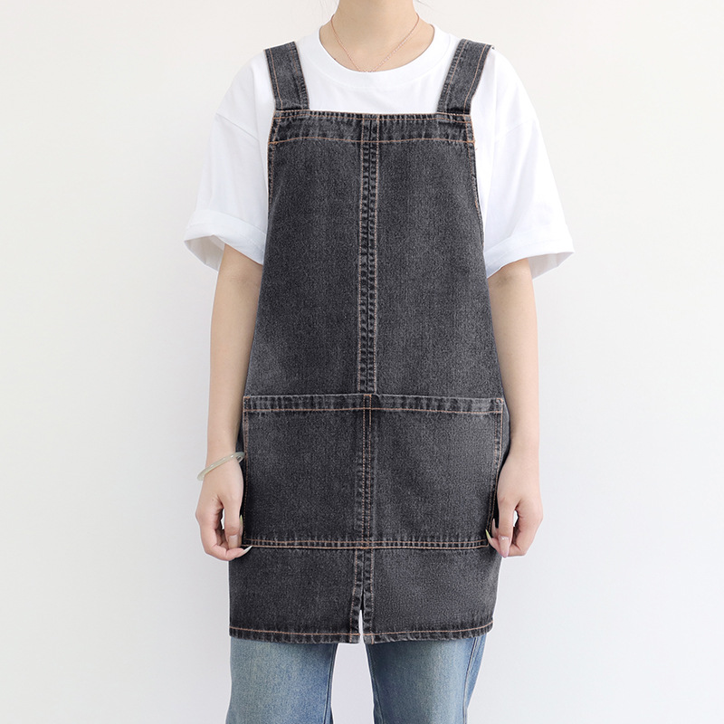 Transfronterizo nuevo delantal vaquero lavable logo personalizado lazos de café ropa de trabajo delantal japonés al por mayor