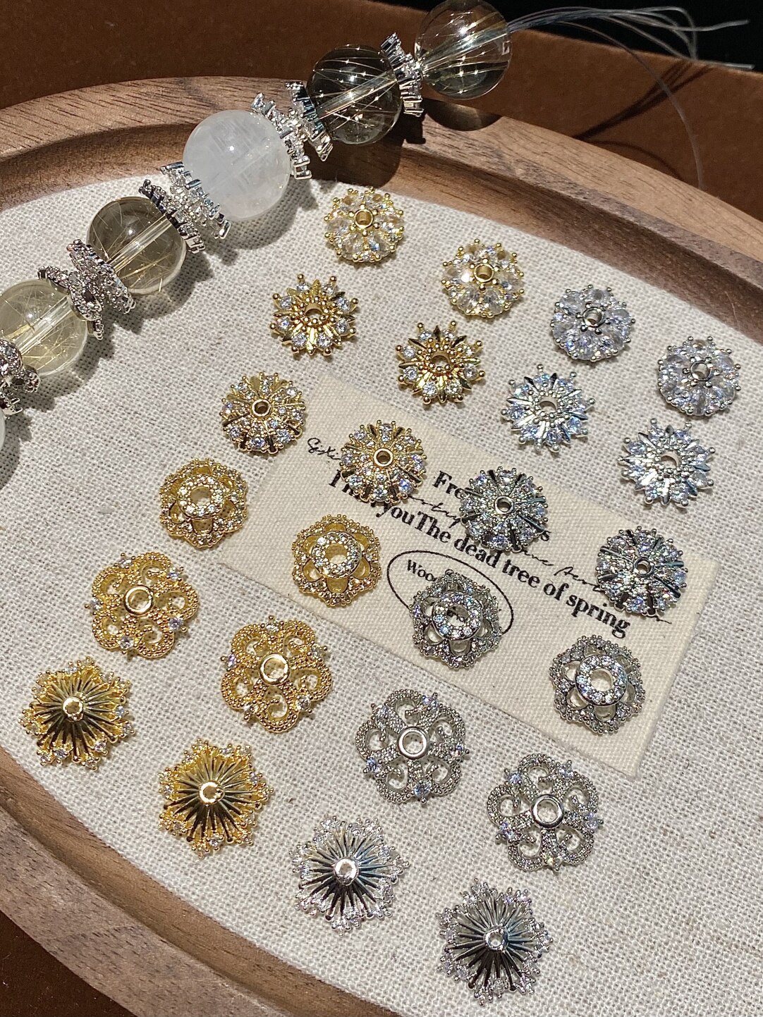 Color-Preserving 14K Gold-Filled Micro-Paved Zircon Crystal Accessories DIY Flower Tray Cap Spacer Beads Handmade Beaded Necklace Bracelet Accessories