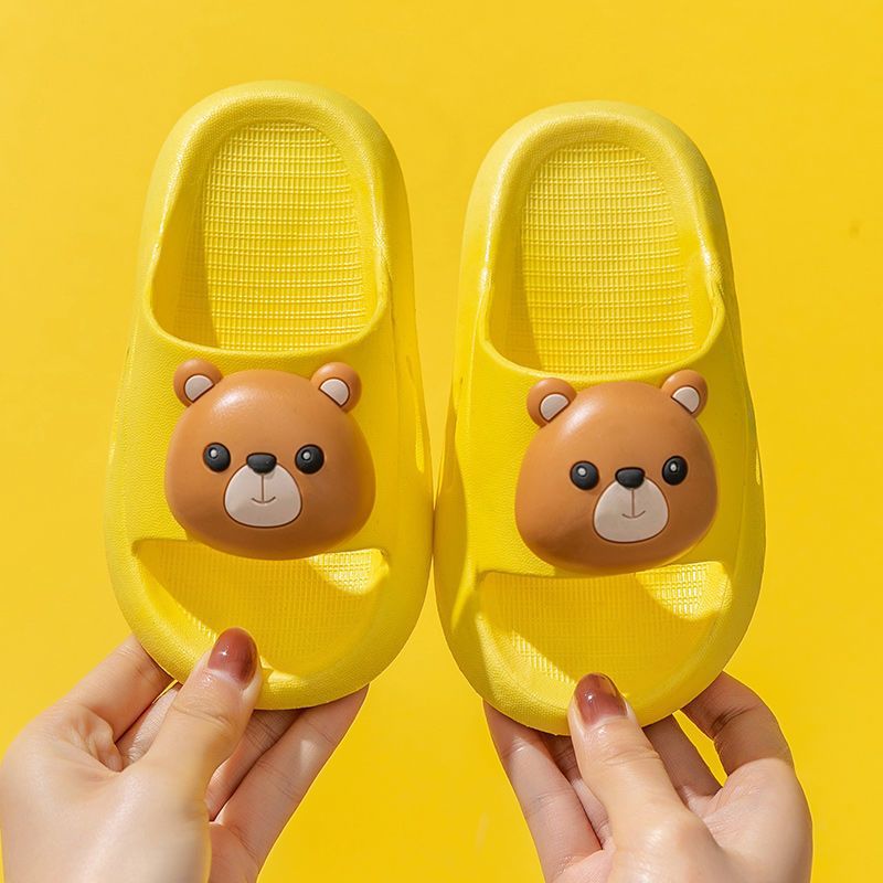 Zapatillas infantiles de dibujos animados para niñas oso baño antideslizante suave fondo integrado interior hogar niños verano zapatillas frescas