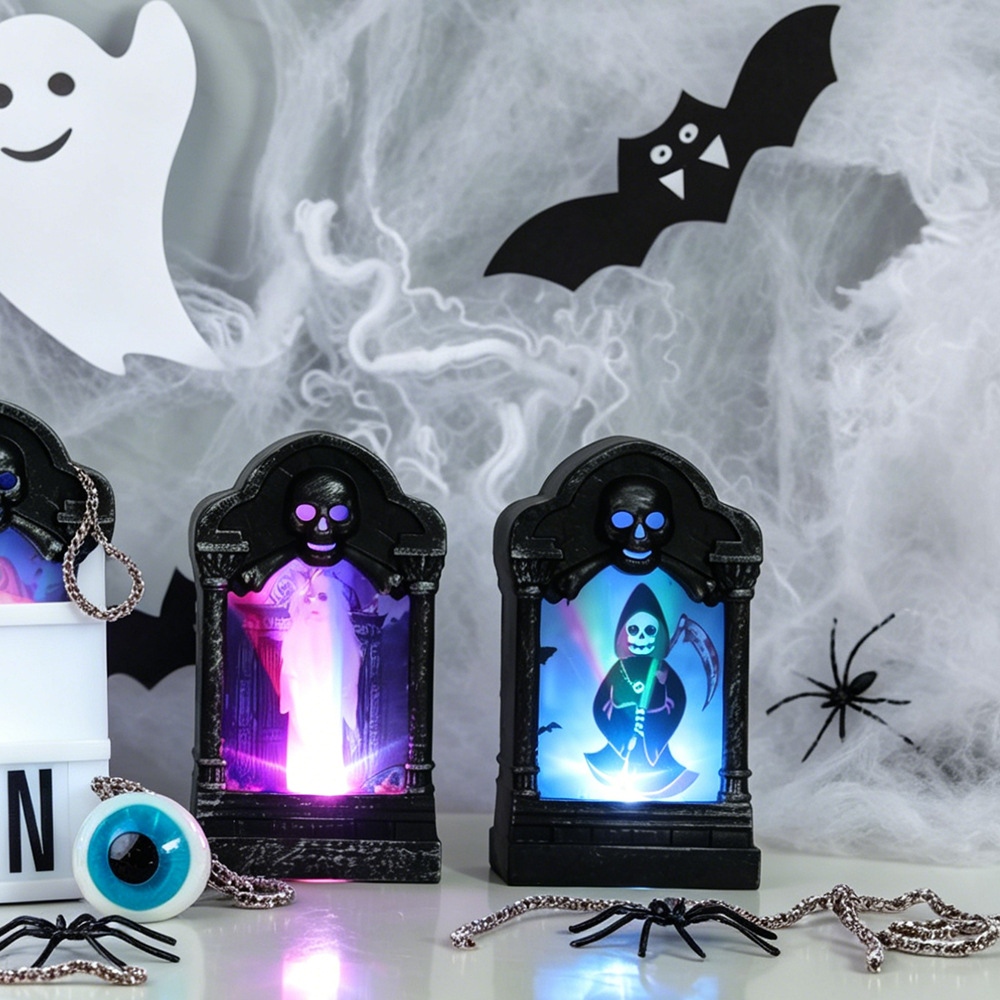 Decoración de Halloween esqueleto fantasma mesa de lámparas colocado horrores árbol demonio calabaza lámpara decoración de fiesta velas lámparas de noche