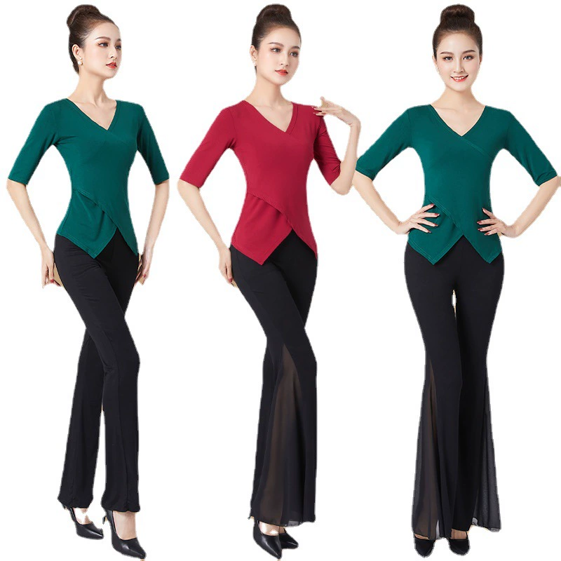 Новый стиль танцевальной практики Одежда для классических танцев Одежда для ритмов Женский китайский стиль Народная танцевальная одежда для тела Одежда для квадратных танцев Изготовление на заказ