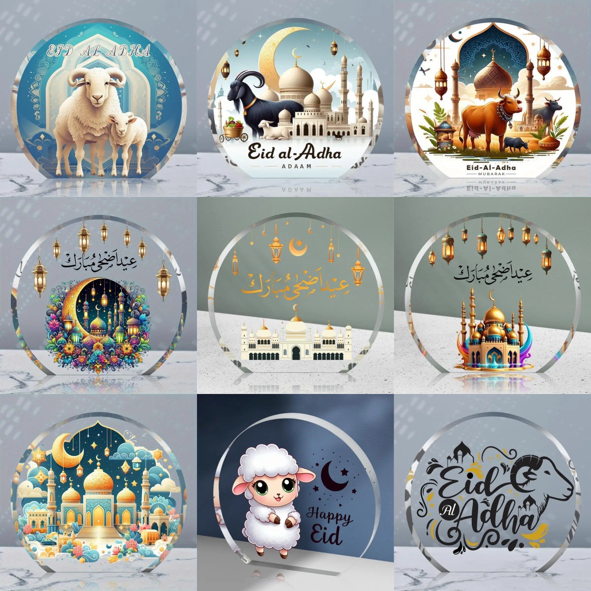 跨境新款亚克力桌面摆件节日祝福语装饰品可爱小羊办公室摆台牌匾