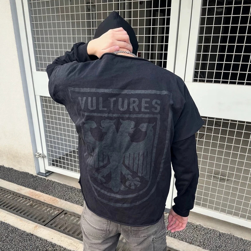 Kanye West American Retro Fashion Brand Vultures Merchandise Sleeveless Crew Neck Vulture Hip-Hop T-Shirt for Men and Women Kanye West American Retro Fashion Brand Vultures Merchandise Sleeveless Crew Neck Vulture Hip-Hop T-Shirt for Men and Women