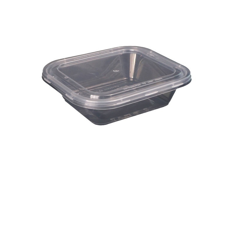 Caja de embalaje de plástico desechable caja de almuerzo de bloqueo antirrobo cuadrado tazón pequeño postre para llevar caja de embalaje grado alimenticio