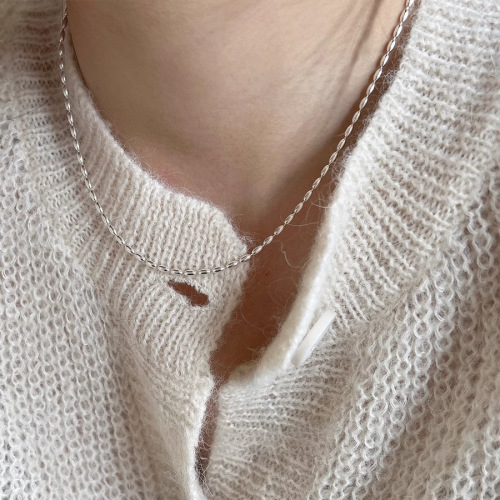 Minimalist style 925 sterling silver necklace for women, shiny simple and versatile Xiaomi beads, fashionable and personalized Korean Fansen collarbone chain