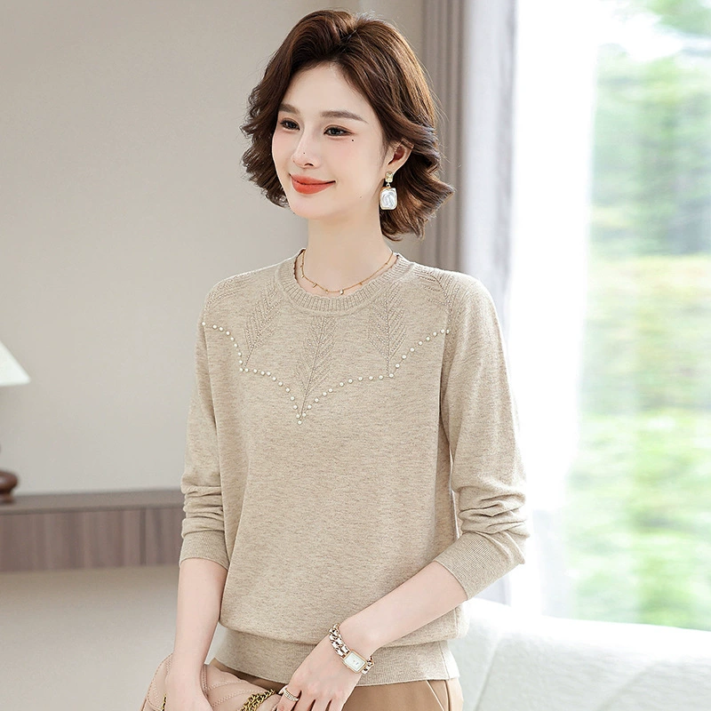 Вязаный свитер с длинными рукавами для женщин среднего и пожилого возраста