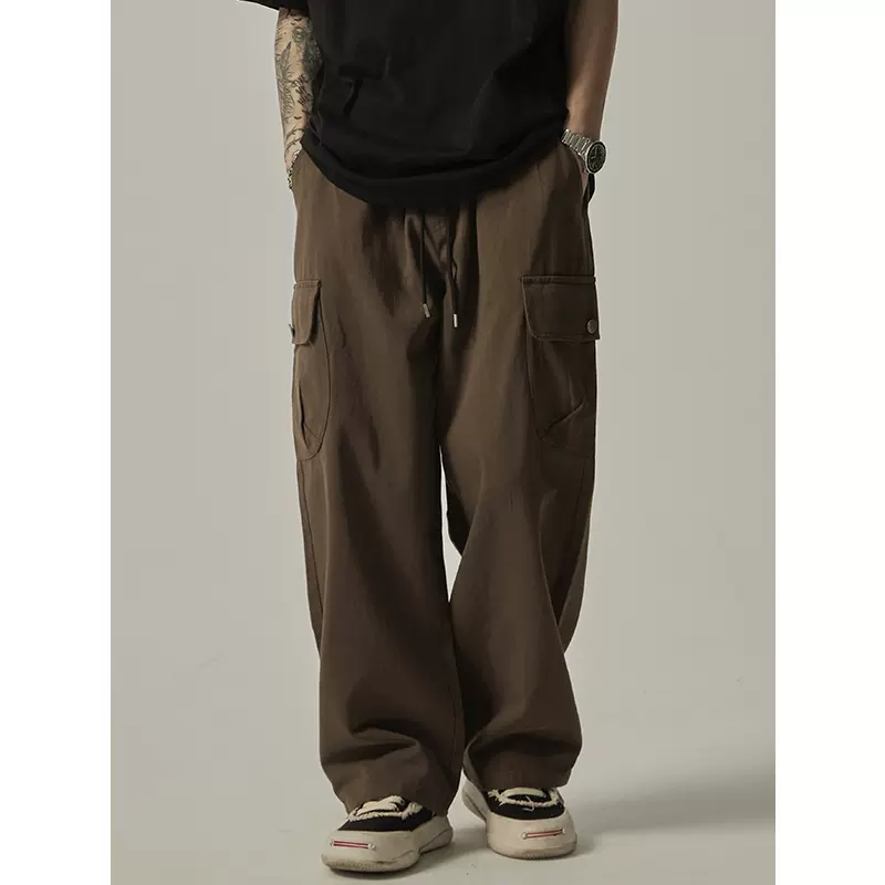 潮牌复古日系工装裤子男夏季新款ins潮流美式宽松直筒阔腿休闲裤