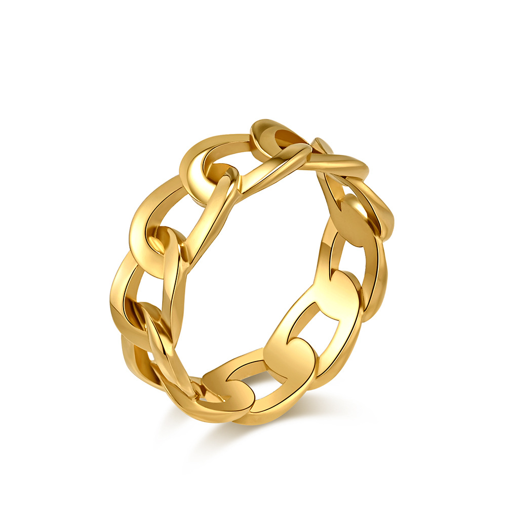 Minimalistischer Cuban Chain Ring Edelstahl Ring Für Paare_voghion.com