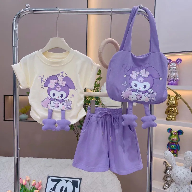 女童运动休闲套装2024新款儿童夏季印花韩版中大童卡通时尚套装潮