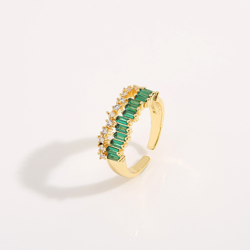 Fashion Geometric Copper Inlaid Zircon Rings