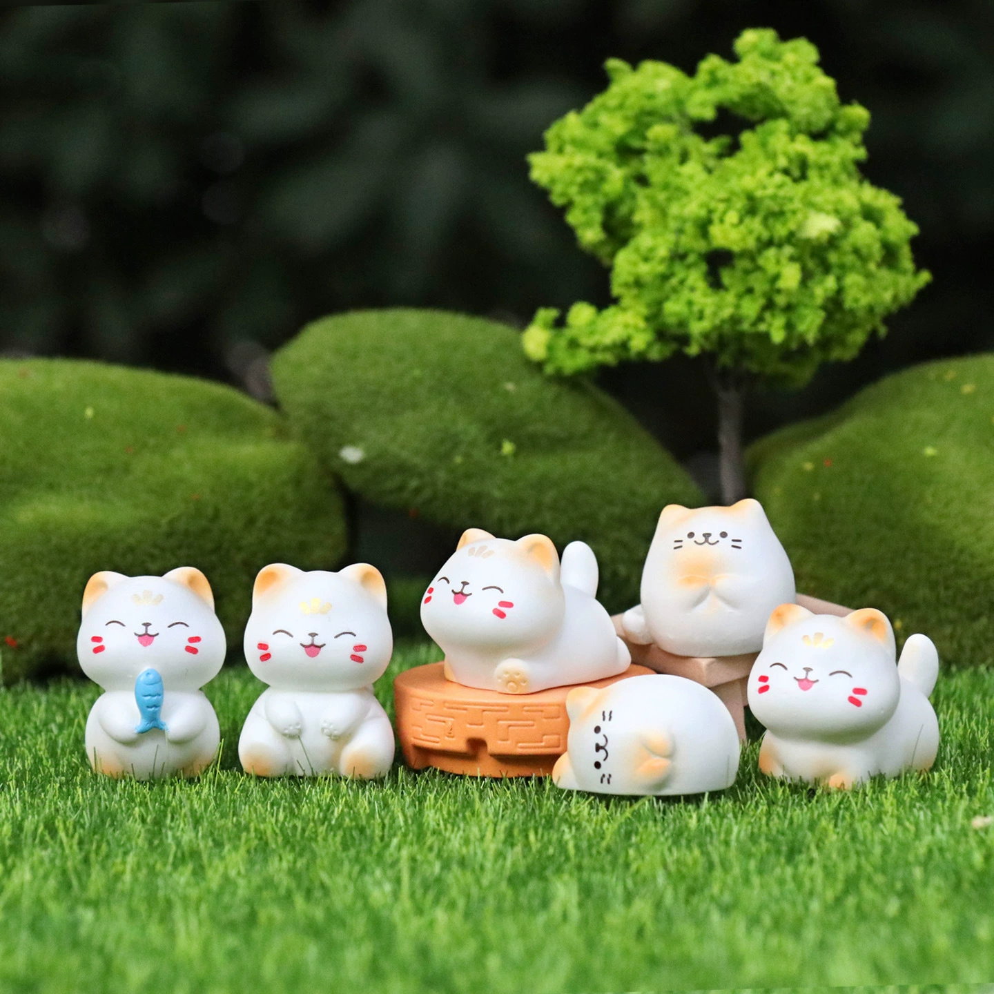 Мини-фигурка котёнка из смолы, мультяшная, для микроландшафта, 8 цветовых вариантов