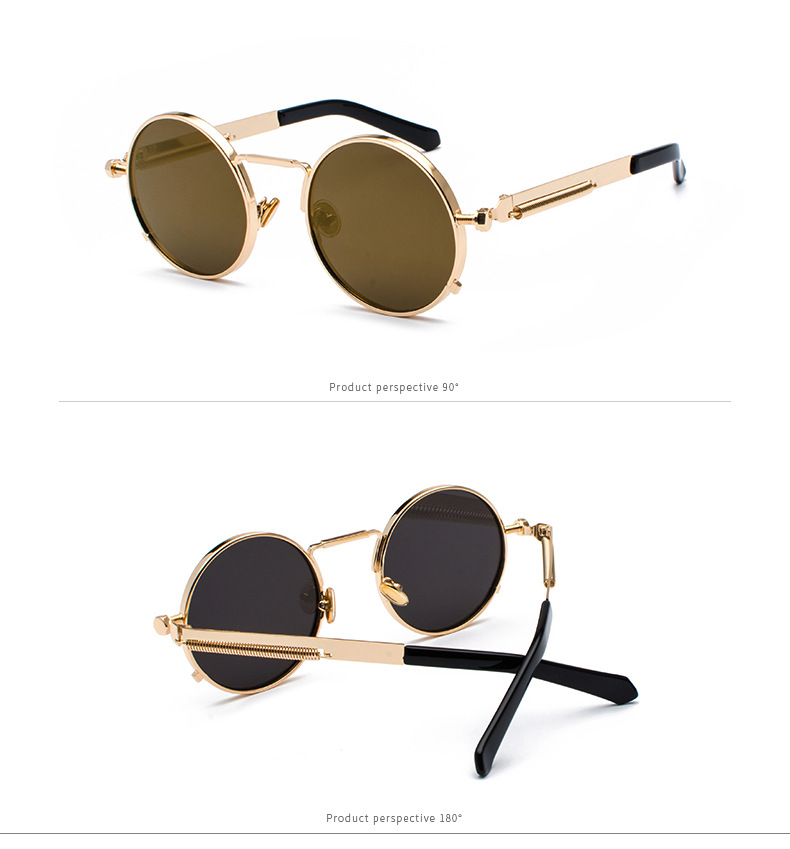 35g Weight Full Frame Glasses Structure Sunglasses Classification Ac, UV400 Protection Lens Material Round Frame Glasses Style Party, Street Occasion Solid Color Pattern All Seasons Season Men's Gender Punk, Streetwear Style Punk Streetwear Solid Color Ac UV400 Protection Round Frame Full Frame Women's Sunglasses 11