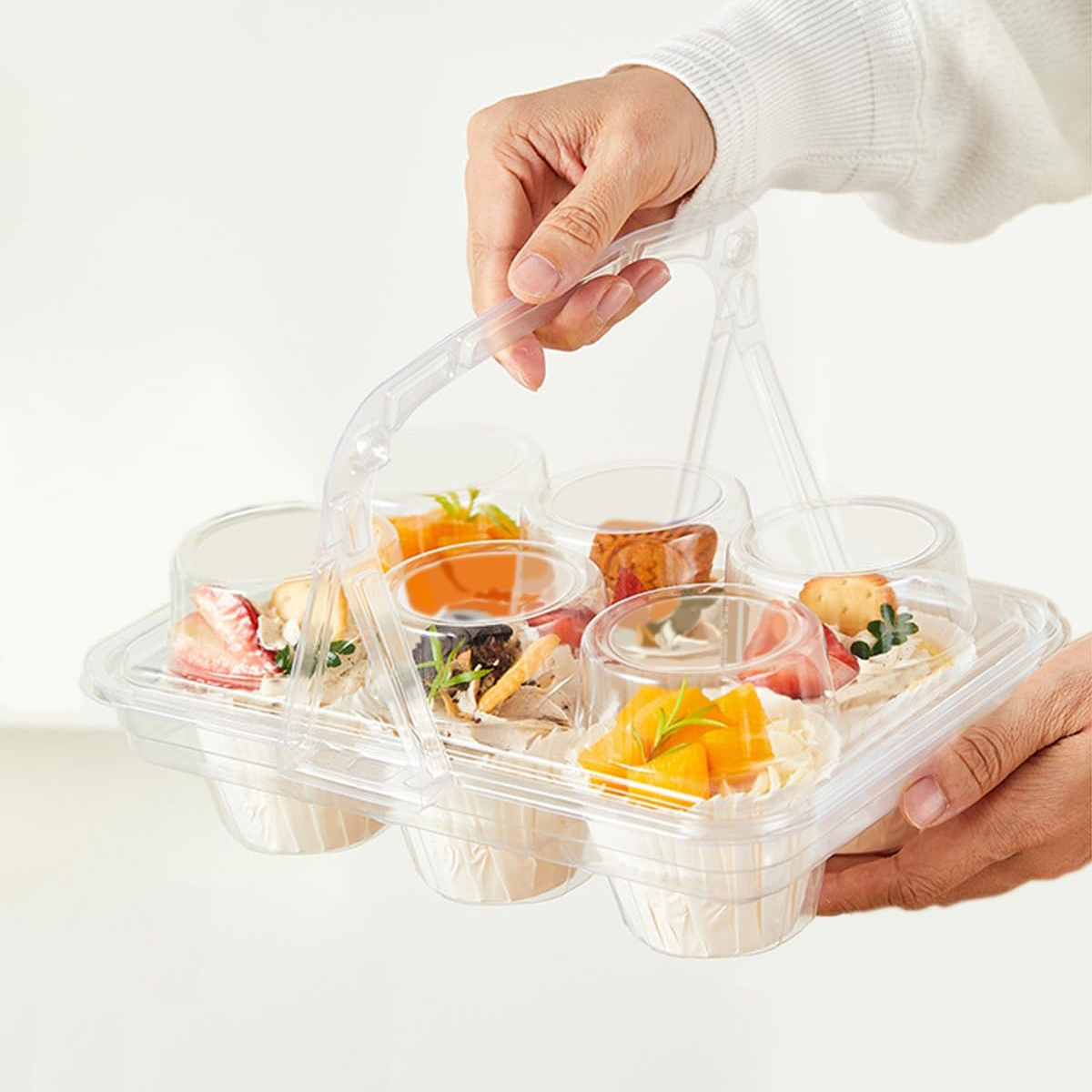 纸杯蛋糕盒1/2/4/6粒手提杯子蛋糕打包盒马芬麦芬杯子甜品包装盒