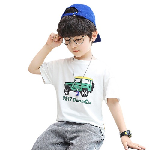 Children's clothing boys summer pure cotton short-sleeved 2024 new medium and large children thin T-shirt girls round neck bottoming shirt trendy