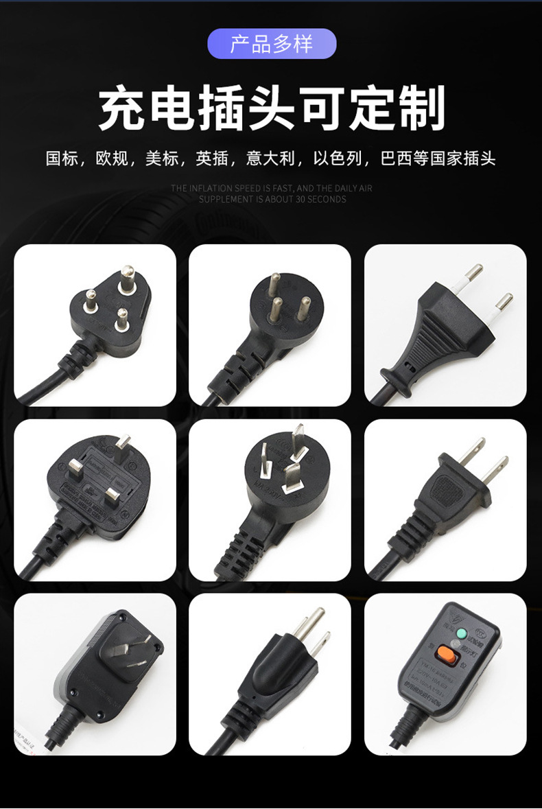 Manufacturers supply car air pump 220V GB plug double cylinder air pump tire metal air pump