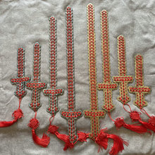 批发五帝钱铜钱剑大小号工艺品摆饰 家居红绳编织风水挂件摆件