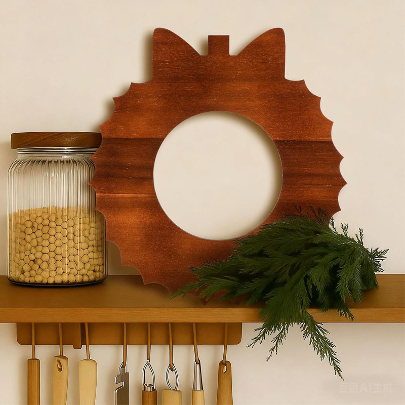 Kitchen Decorative Garland Shaped Wood Chopping Board Decor Christmas Wooden Tray Christmas Holiday Party Farmhouse Home Tray