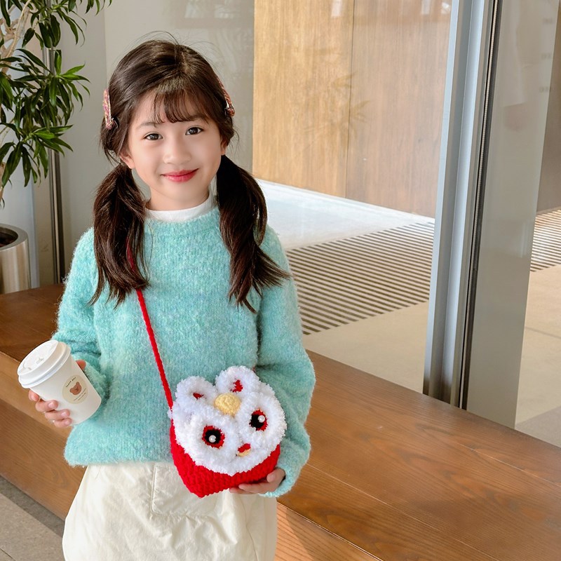 Bolsa de Año Nuevo infantil festivo rojo caricatura lindo mini niñas y niños despierta león bolso nuevo bolso de cambio de Año Nuevo bebé