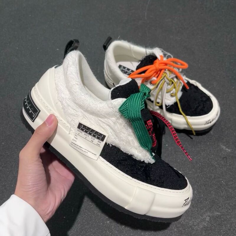 Wu Jianhao Same Multi-color Canvas Lovers Shoes 2024 Autumn Snowflake Crisp Handmade Jacquard Canvas Women's Shoes